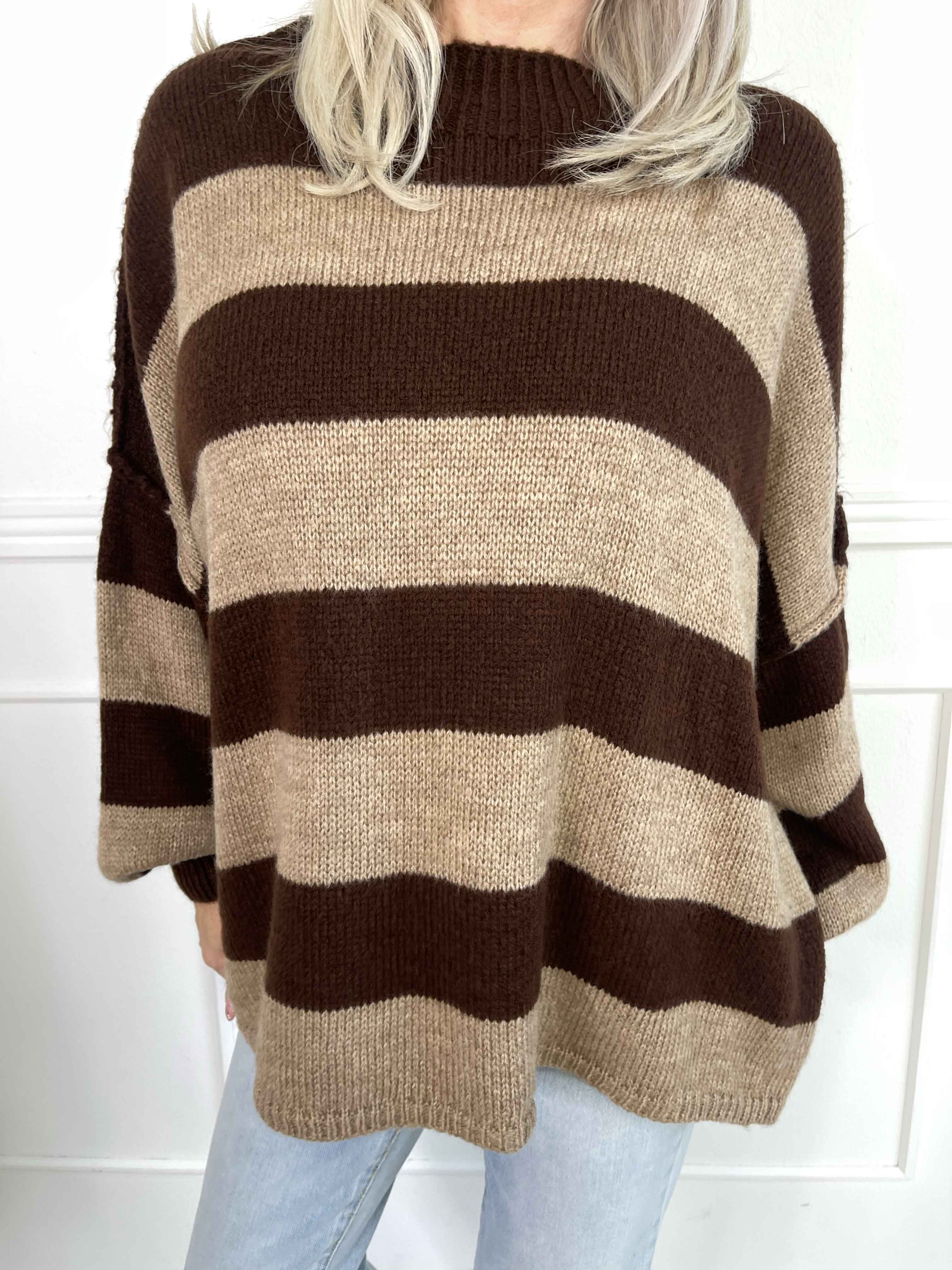 Stacia - Strikbluse med brede striber